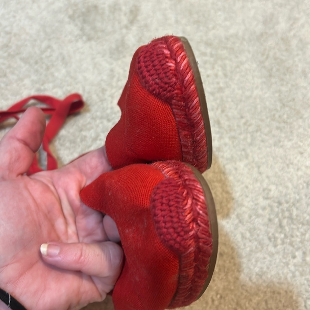 Stuart Weitzman Marguerita canvas wedge red sandals - Picture 8 of 12